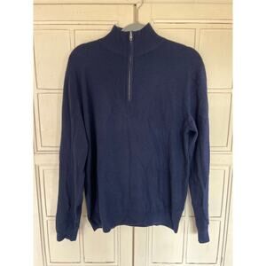 Proper Cloth size large mens dark blue 1/4 zip cashmere sweater